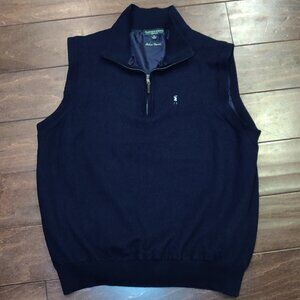 Fairway & Greene Italian Merino Wool Lined 1/4 Zip Sweater Vest Navy SIZ…